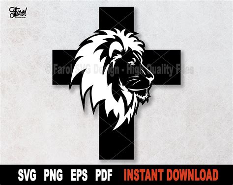 Lion Of Judah Svg Lion In A Cross Svg File For Cricut Etsy Canada In