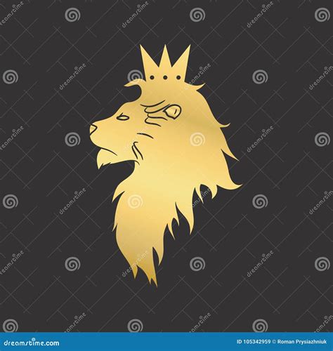 Gold Lion Head With Golden Eyes Isolated Lion Face Cartoon Vector