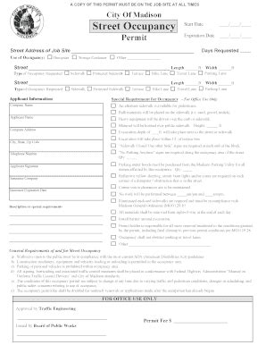 Fillable Online Street Occupancy Permit Application Pdf This Pdf