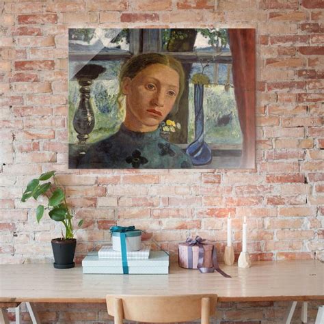 Paula Modersohn Becker Mädchen mit Puppe Glasbild im Hochformat 3 4