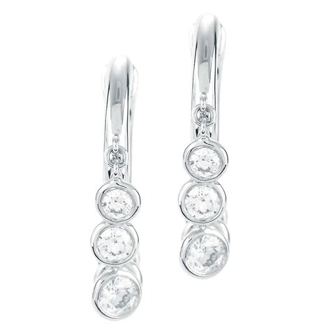 Bezel Set Diamond Dangle Hoop Earrings In White Gold New York