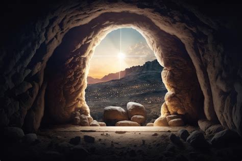 Premium Photo | Empty tomb resurrection of Jesus Christ Easter themed ...