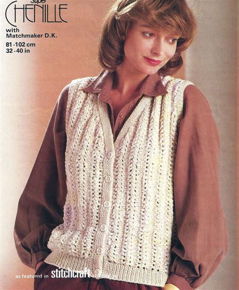 Pdf Instant Digital Download Ladies Gilet Knitting Pattern Etsy Uk Ladies Gilet Ladies