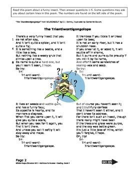 Poem Test Passage Triantiwontigongolope By Fisher Reyna Education