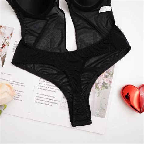 Ff1758 Tummy Control Plunge Backless Body Shaper Bra Seamless Low Back Bodysuit Daily Backless