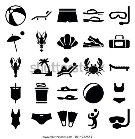 Beach Icons Set 25 Editable Filled Stock Vector Royalty Free 1014782551 Shutterstock