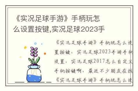 《实况足球手游》手柄玩怎么设置按键实况足球2023手游手柄设置 兔宝宝游戏网