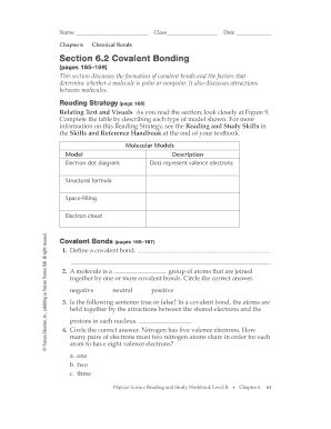 Section Covalent Bonding Answer Key Fill Online Printable