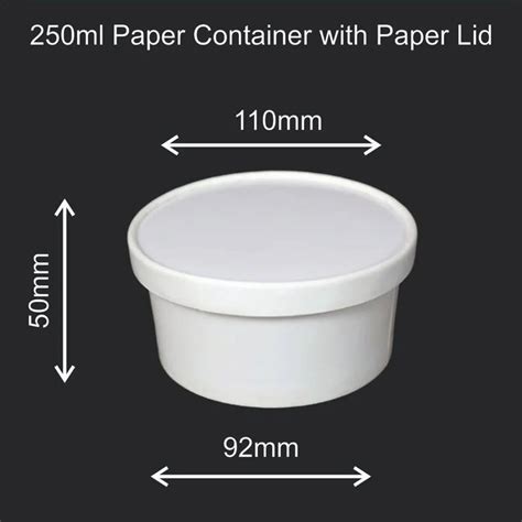 250ml White Paper Tub With Lid For Packaging Thickness 10mm At Rs 475piece In Mumbai