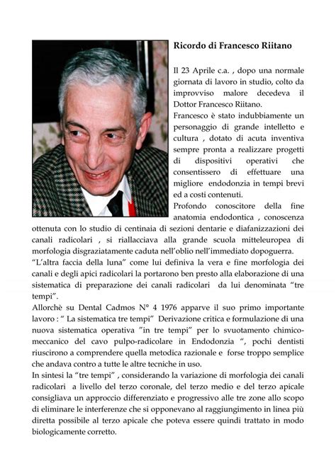 Ricordo Di Francesco Riitano Accademia Italiana Endodonzia