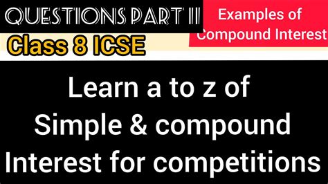 Compound Interest Class Icse Cbse Banking Railway And Other