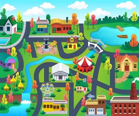 Town Map for Kids City Landscape