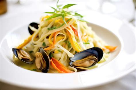 Close-up of Linguine with Clams in a White Wine Sauce Stock Photo - Image of shellfish, linguine ...