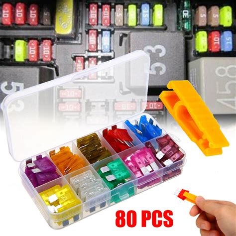 80pcs 12V Standard Blade Fuses Car Fuses Set 3A 40A Assorted With 1pc