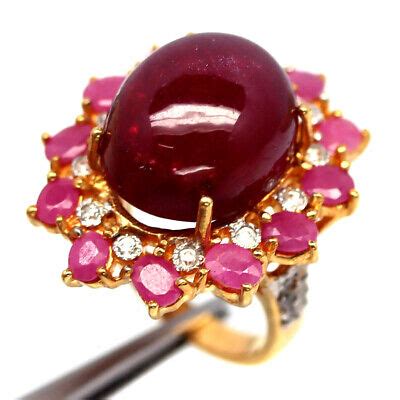 Pierre Pr Cieuse Chauff Rubis Rouge Blanc Zircon Bijoux Ring