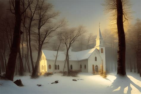 Country Church in the Winter Woods Oil Painting by Ivan Ayvazovsky · Creative Fabrica