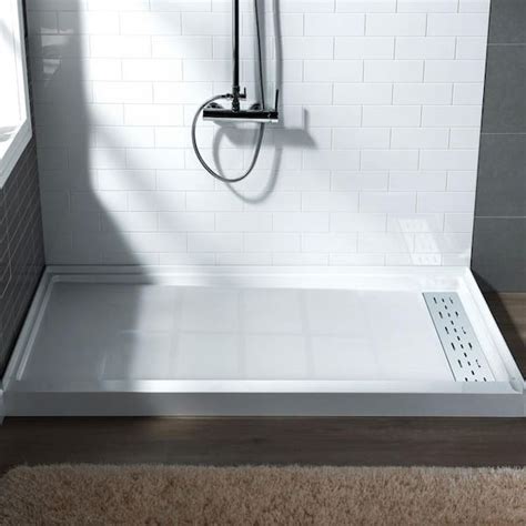 Woodbridge Krasik 60 In L X 30 In W Alcove Solid Surface Shower Pan Base With Right Drain In