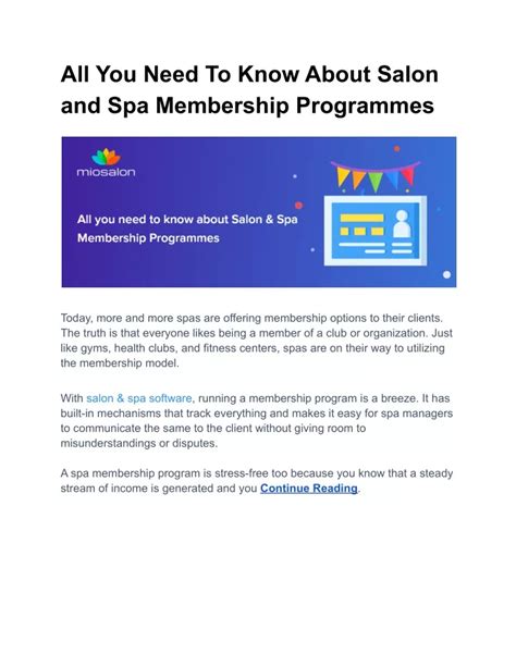 Ppt All You Need To Know About Salon And Spa Membership Programmes