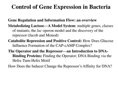 Ppt Control Of Gene Expression In Bacteria Gene Regulation And