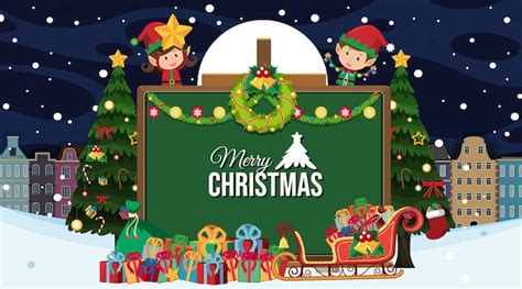 Premium Vector Merry Christmas Greeting Card In Cartoon Style