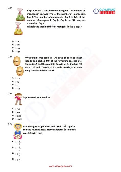 Olympiad Math Questions For Class 4 Ioana Thorne Class 4 Maths Olympiad Worksheet 04 Math