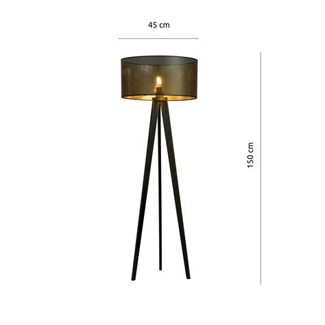 Skive Zwart En Gouden Poot Staande Lamp Met Robuuste Metalen Koker X