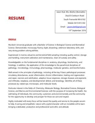 Resume Jason Rule Th Sep Pdf