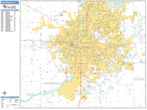 Rockford Illinois Wall Map Basic Style By Marketmaps