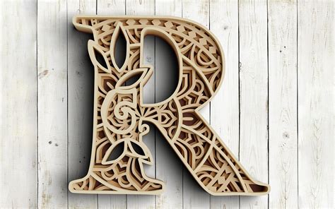 Layered Floral Alphabet Letter R Graphic By Rishasart Creative Fabrica