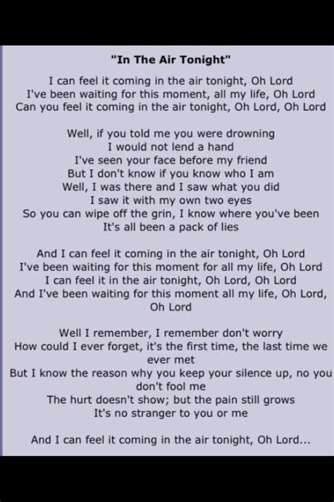 I Can Feel It Coming In The Air Tonight