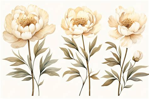 Premium Photo | Set of drawings of retro flowers in vintage style on a ...