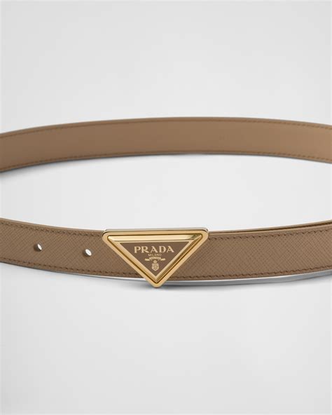 Sand Beige Saffiano Leather Belt Prada