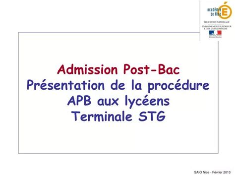 PPT Admission Post Bac Présentation de la procédure APB aux lycéens