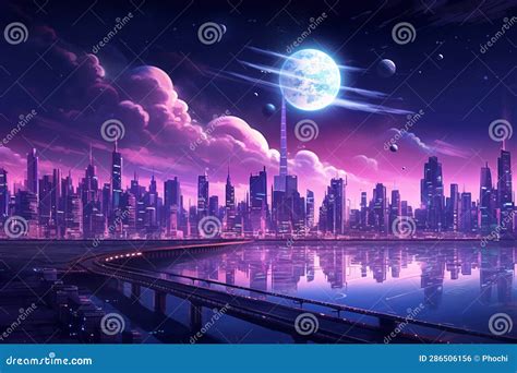 Cyberpunk Night City A Glimpse Into The Future Stock Illustration