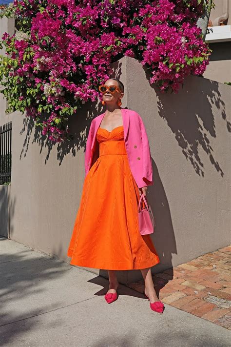 Spring Color Combinations Pink And Orange Orange Dress Outfits