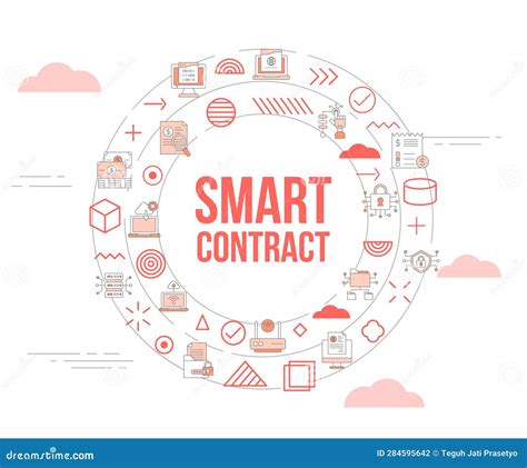 Smart Contract Concept With Icon Set Template Banner And Circle Round