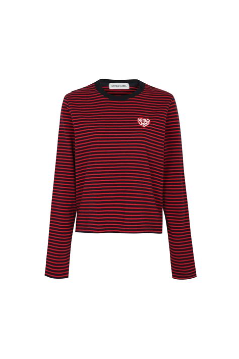 UNTOLD LABEL 언톨드레이블 UL HEART LOGO STRIPE T SHIRT RED U2F0X401 24 S I