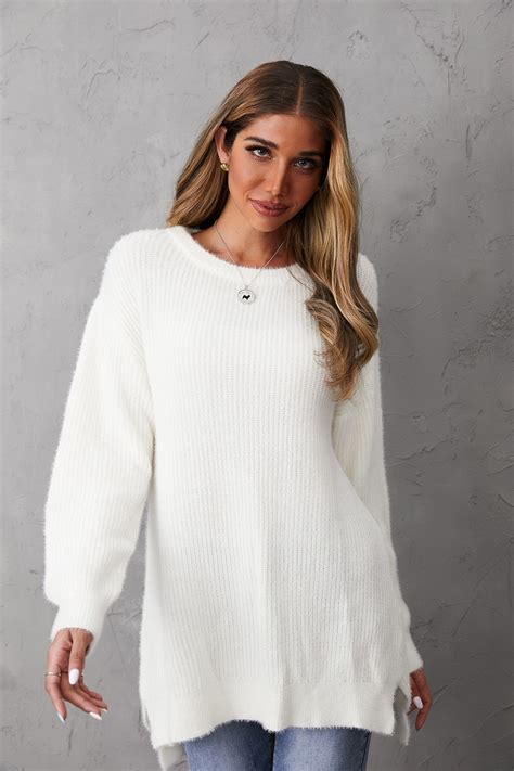 Womens Round Neck Solid Color Hollow Out Long Sleeves Sweaters