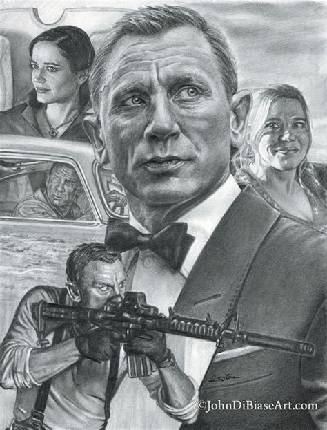 James Bond Daniel Craig Freehand Graphite Collage The Artwork Of