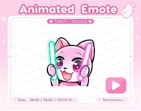 Animated Glow Stick Emote Cute Pink Cat Etsy Australia