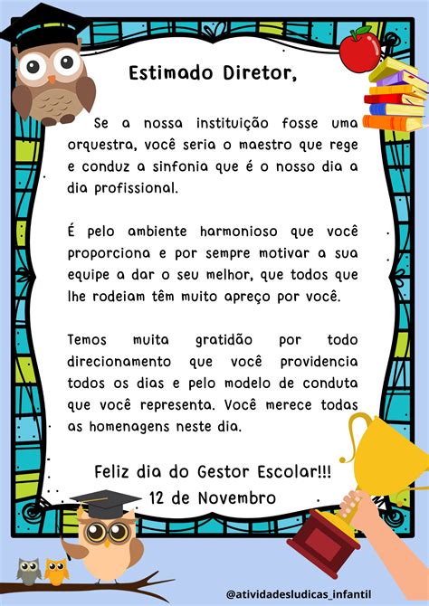 Atividades Lúdicas Infantis: MENSAGEM PARA O DIA DO GESTOR ESCOLAR