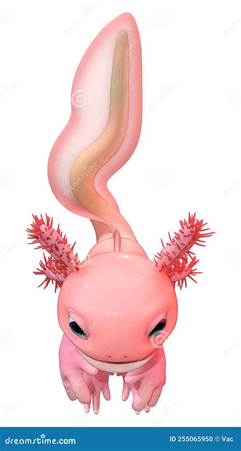 3d Die Cartoon Axolotl Op Wit Teruggeven Stock Illustratie