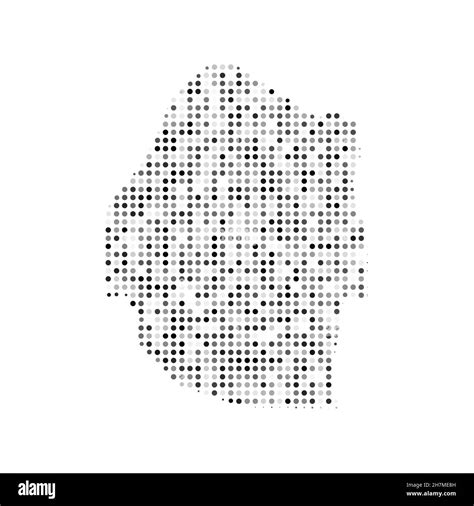 Abstract Dotted Black And White Halftone Effect Vector Map Of Swaziland