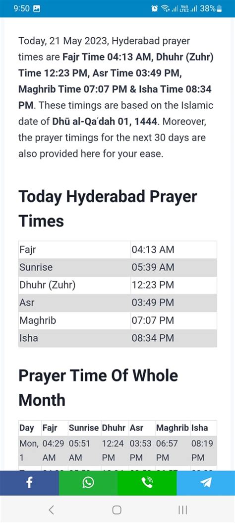 The Prayer Timings