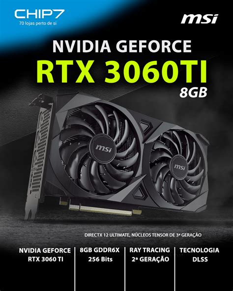 Placa Gráfica Msi Geforce Rtx 3060 Ti Ventus 2x 8gd6x Oc 8gb Gddr6x Chip7