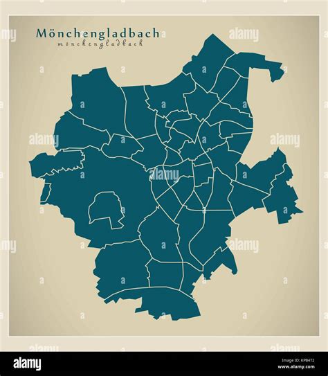 Moderne Stadtplan Mönchengladbach Stadt Deutschlands mit Gemeinden DE