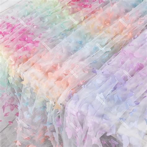 Ombre Neon Color 3d Butterfly Mesh Fabric By The Yard Oneyard