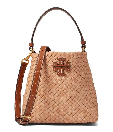 Tory Burch Mcgraw Dragon Woven Small Bucket Bag In Brown Lyst