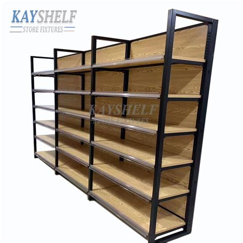 Supermarket Wooden Shelf Convenience Store Display Gondola Grocery