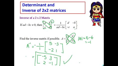 Find Determinant And Inverse Of 2x2 Matrix Youtube